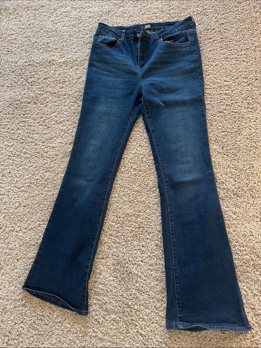 Women’s Dark Blue Flare Jeans — Stretch Flared Denim